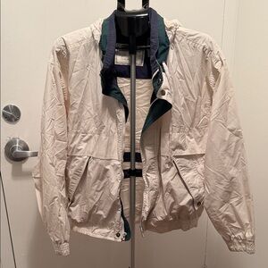 Men's Cream Windbreaker with Green Trim